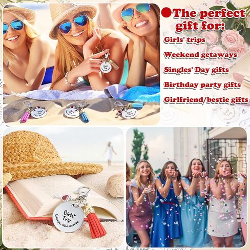 Sureio 12 Sets Girls Trip Gifts Favors Keychains Girls Weekend Favors for Women Travel Gift Key Ring Charm for Bestie Friends Sisters Friendship Cruise Vacation Bachelorette Party Supplies in Saudi Arabia
