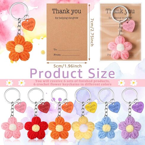 Graduation Teacher Appreciation Gift Bulk Crochet Flower Keychain with Thank You Card Thank You for Helping Me Grow in Saudi Arabia
