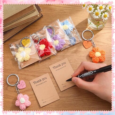 Graduation Teacher Appreciation Gift Bulk Crochet Flower Keychain with Thank You Card Thank You for Helping Me Grow in Saudi Arabia
