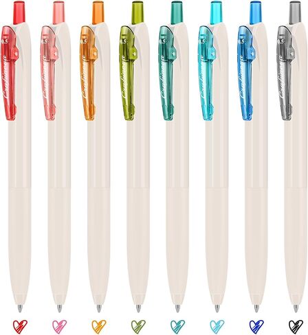 أقلام حبر جل ملونة 0.5 مم 8 ألوان قابلة للسحب سريعة الجفاف قلم حبر ملون بنقطة دقيقة للكتابة الناعمة، قبضة مريحة للمكتب والمدرسة ورسم اليوميات وتدوين الملاحظات in Kuwait