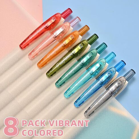 أقلام حبر جل ملونة 0.5 مم 8 ألوان قابلة للسحب سريعة الجفاف قلم حبر ملون بنقطة دقيقة للكتابة الناعمة، قبضة مريحة للمكتب والمدرسة ورسم اليوميات وتدوين الملاحظات in Kuwait