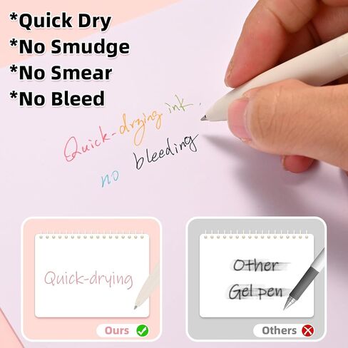 أقلام حبر جل ملونة 0.5 مم 8 ألوان قابلة للسحب سريعة الجفاف قلم حبر ملون بنقطة دقيقة للكتابة الناعمة، قبضة مريحة للمكتب والمدرسة ورسم اليوميات وتدوين الملاحظات in Kuwait
