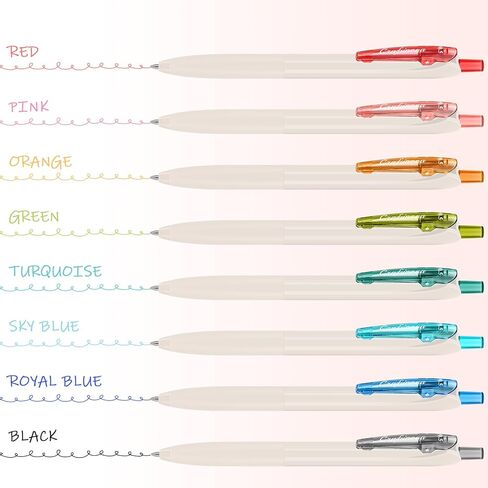 أقلام حبر جل ملونة 0.5 مم 8 ألوان قابلة للسحب سريعة الجفاف قلم حبر ملون بنقطة دقيقة للكتابة الناعمة، قبضة مريحة للمكتب والمدرسة ورسم اليوميات وتدوين الملاحظات in Kuwait