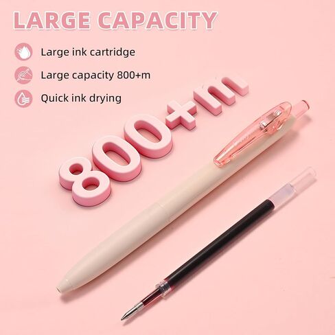 أقلام حبر جل ملونة 0.5 مم 8 ألوان قابلة للسحب سريعة الجفاف قلم حبر ملون بنقطة دقيقة للكتابة الناعمة، قبضة مريحة للمكتب والمدرسة ورسم اليوميات وتدوين الملاحظات in Kuwait