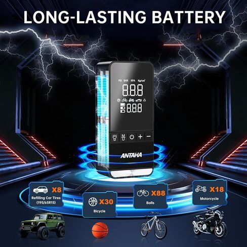 Tire Inflator Portable Air Compressor, 150 PSI Cordless Smart Air Pump for Car Tires, LED Light & Auto Shut-Off, Portable Tires Pump for Car, Motorcycles, Bikes, Balls, Mini Bike Pump in Saudi Arabia