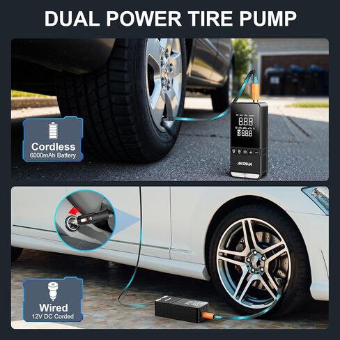 Tire Inflator Portable Air Compressor, 150 PSI Cordless Smart Air Pump for Car Tires, LED Light & Auto Shut-Off, Portable Tires Pump for Car, Motorcycles, Bikes, Balls, Mini Bike Pump in Saudi Arabia