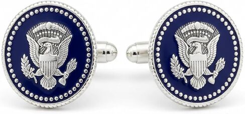 Presidential Barack Obama Silver Cufflinks for Men, Presidential Seal Eagle Engraved Signature, Silver Plated Brass Formal Cuff Links, Collectible Gift for Him, Executive Business Wedding Groom Accessories Patriotic Jewelry in Saudi Arabia