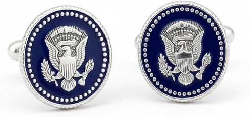 Presidential Barack Obama Silver Cufflinks for Men, Presidential Seal Eagle Engraved Signature, Silver Plated Brass Formal Cuff Links, Collectible Gift for Him, Executive Business Wedding Groom Accessories Patriotic Jewelry in Saudi Arabia