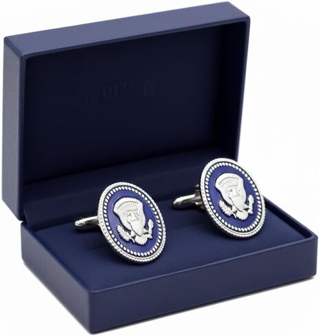 Presidential Barack Obama Silver Cufflinks for Men, Presidential Seal Eagle Engraved Signature, Silver Plated Brass Formal Cuff Links, Collectible Gift for Him, Executive Business Wedding Groom Accessories Patriotic Jewelry in Saudi Arabia