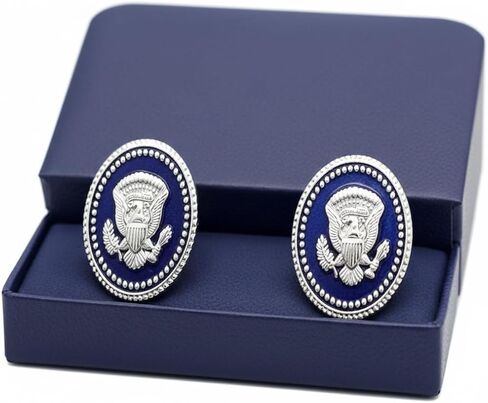 Presidential Barack Obama Silver Cufflinks for Men, Presidential Seal Eagle Engraved Signature, Silver Plated Brass Formal Cuff Links, Collectible Gift for Him, Executive Business Wedding Groom Accessories Patriotic Jewelry in Saudi Arabia