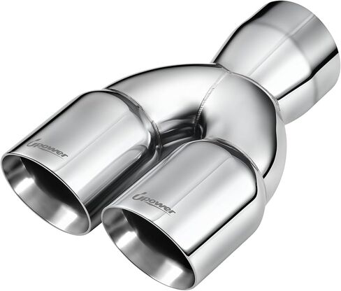 Upower 3" Dual Exhaust Tip, 3" Inlet 3" outlet 9.5" Long Universal 3 Inch Y Tail Pipe Double Wall Polished Stainless Steel Tailpipe Tip in Saudi Arabia