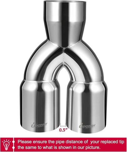 Upower 3" Dual Exhaust Tip, 3" Inlet 3" outlet 9.5" Long Universal 3 Inch Y Tail Pipe Double Wall Polished Stainless Steel Tailpipe Tip in Saudi Arabia