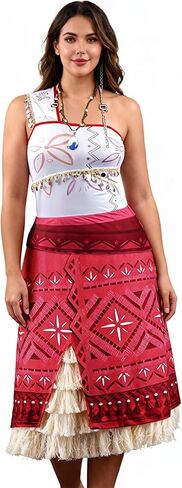 keaiyouhuo Princess Costume Dress for Women Adventure Outfit Dress Adult with Necklace Halloween Ocean Theme Party in Kuwait