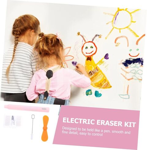 Electric Eraser Portable with Modes for Students Fine Art Sketching Drawing Includes Fan Stirrer Rod and Replacement Erasers Quiet Operation in Pink Random Color in Saudi Arabia