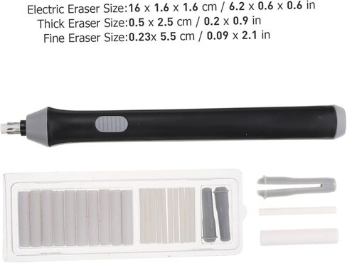 Electric Eraser Auto-Rotate Sketch Modification Tool for Artists Students Designers Black Electric Pencil Eraser for Drawing Correction and Highlighting in Saudi Arabia