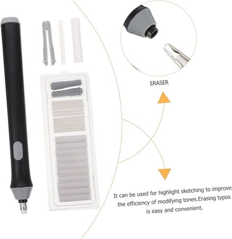 Electric Eraser Sketch Modification Tool with Clip Easy Replacement for Art Students Painters Designers School Office Use Black Without Battery in Saudi Arabia