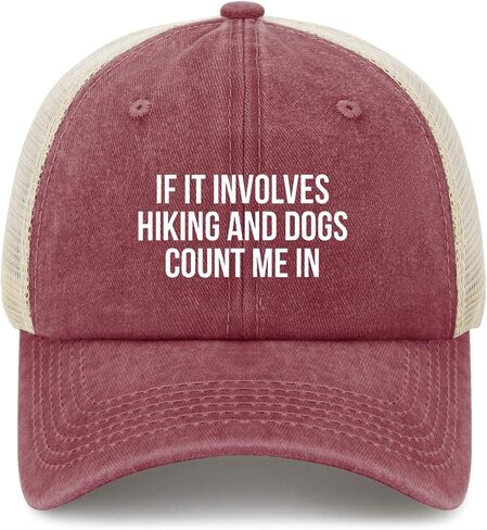 If It Involves Hiking and Dogs Count Me in Hats for Womens Cool Washed in Saudi Arabia