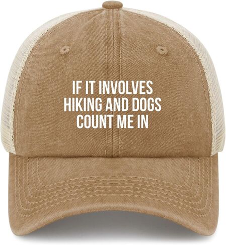 If It Involves Hiking and Dogs Count Me in Hats for Womens Cool Washed in Saudi Arabia