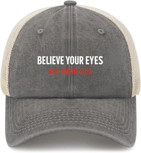 Believe Your Eyes Not Their Lies Hat for Womens Stylish Washed Distressed in Saudi Arabia