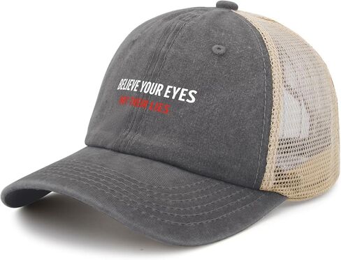 Believe Your Eyes Not Their Lies Hat for Womens Stylish Washed Distressed in Saudi Arabia