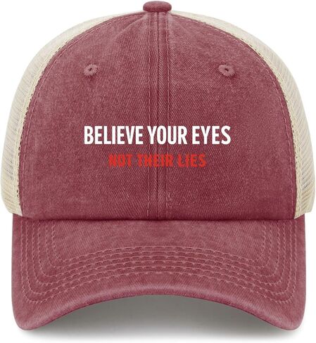Believe Your Eyes Not Their Lies Hat for Womens Stylish Washed Distressed in Saudi Arabia