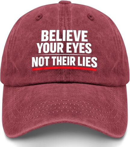 Believe Your Eyes Not Their Lies Hat for Womens Cool Washed Distressed Baseball in Saudi Arabia