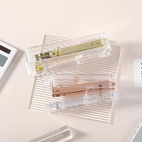 Transparent Stapler, Stapler with Transparent Shell for Home, Office, Paperwork, Rose Gold in Saudi Arabia