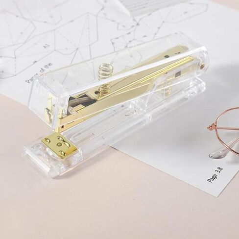 Transparent Stapler, Stapler with Transparent Shell for Home, Office, Paperwork, Rose Gold in Saudi Arabia
