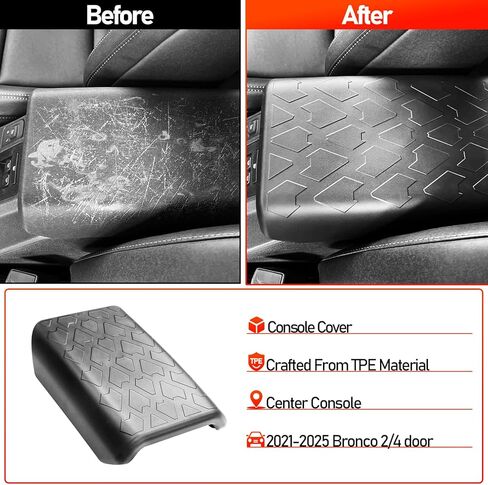 TPE Center Console Armrest Cover for Ford Bronco Accessories 2025 2024 2023 2022 2021,Prevent Dog Scratches Center Console Pad Waterproof Armrest Cover Fit Bronco 2/4 Door(Not Fit Sport) in Saudi Arabia