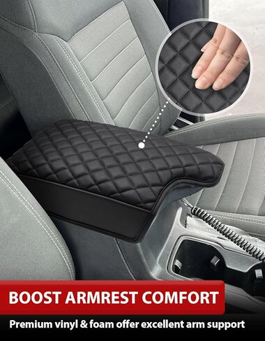 Center Console Armrest Cover for Ford Ranger 2019 2020 2021 2022 2023, Middle Console Arm Rest Lid Protector Pad, Customized Accessories, Vinyl Leather, Anti-scratch, Black in Saudi Arabia