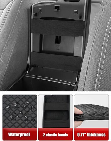 Center Console Armrest Cover for Ford Ranger 2019 2020 2021 2022 2023, Middle Console Arm Rest Lid Protector Pad, Customized Accessories, Vinyl Leather, Anti-scratch, Black in Saudi Arabia