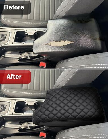 Center Console Armrest Cover for Ford Ranger 2019 2020 2021 2022 2023, Middle Console Arm Rest Lid Protector Pad, Customized Accessories, Vinyl Leather, Anti-scratch, Black in Saudi Arabia