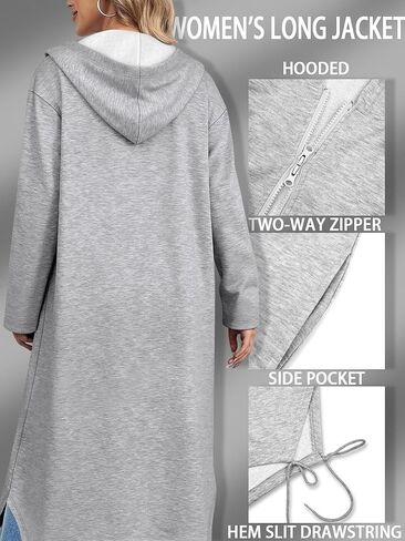 Women's Zip Up Hoodies Oversized Long Tunic Sweatshirts Casual Long Sleeve 2026 Fall Winter Hoodie Jacket Coat in Saudi Arabia