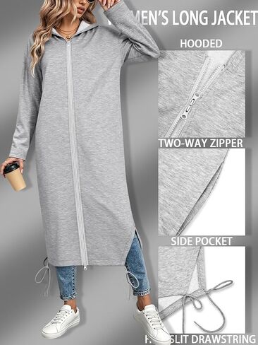 Women's Zip Up Hoodies Oversized Long Tunic Sweatshirts Casual Long Sleeve 2026 Fall Winter Hoodie Jacket Coat in Saudi Arabia