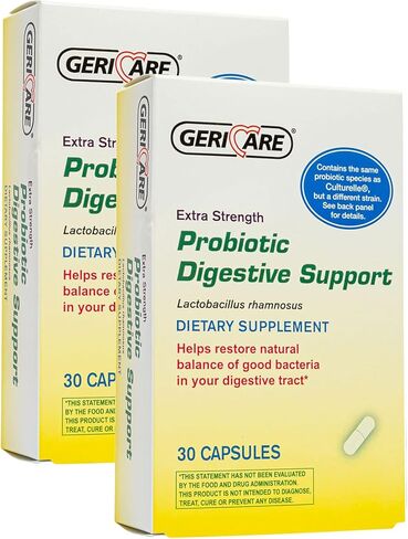GeriCare Probiotic Digestive Support | Extra Strength 20 Billion CFU Lactobacillus Rhamnosus R-11 Daily Probiotic | Keeps Your Digestive System Balanced | 30 Capsules in Saudi Arabia