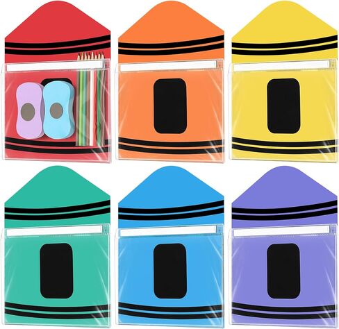 6 قطع جيب مغناطيسي 12 × 9.5 بوصة حامل ملفات مغناطيسي منقوش على شكل أقلام تلوين، جيب أمامي شفاف ذاتي اللصق مع شريط ملصق لملاحظات المستندات، وحقيبة تخزين لألواح الثلاجة البيضاء in Kuwait