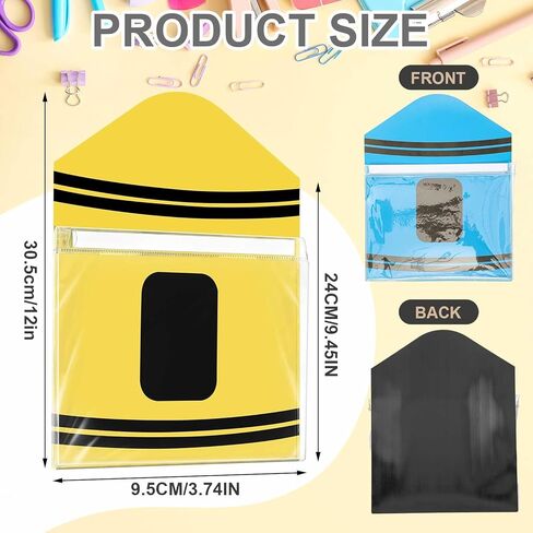 6 قطع جيب مغناطيسي 12 × 9.5 بوصة حامل ملفات مغناطيسي منقوش على شكل أقلام تلوين، جيب أمامي شفاف ذاتي اللصق مع شريط ملصق لملاحظات المستندات، وحقيبة تخزين لألواح الثلاجة البيضاء in Kuwait