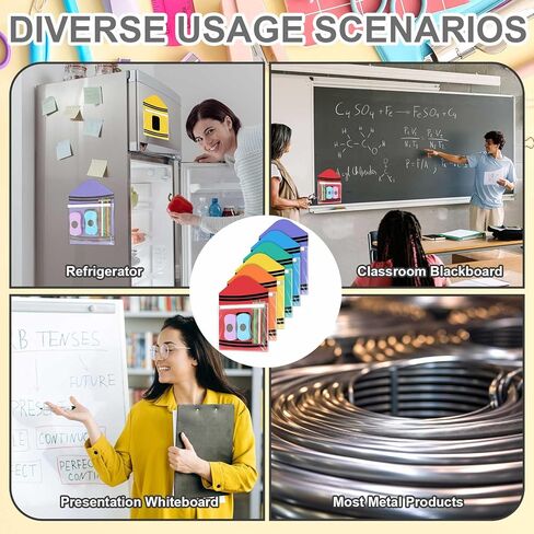 6 قطع جيب مغناطيسي 12 × 9.5 بوصة حامل ملفات مغناطيسي منقوش على شكل أقلام تلوين، جيب أمامي شفاف ذاتي اللصق مع شريط ملصق لملاحظات المستندات، وحقيبة تخزين لألواح الثلاجة البيضاء in Kuwait