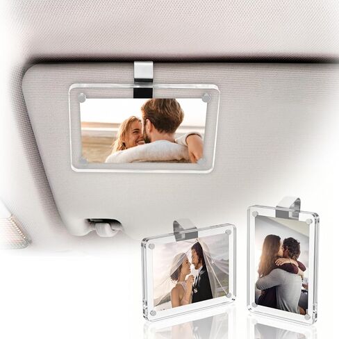 Gifts for Boyfriend Husband - 2 Pack Car Visor Photo Frame, Magnetic Acrylic Picture Holder for Polaroid & Wallet Photos (3.5x2.3), Personalized Valentine's Day Car Decorations in Saudi Arabia