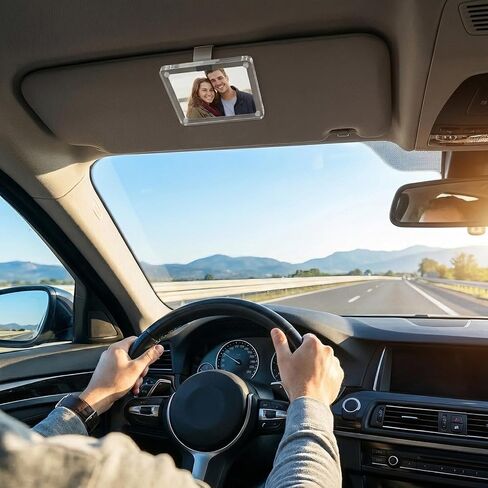 Gifts for Boyfriend Husband - 2 Pack Car Visor Photo Frame, Magnetic Acrylic Picture Holder for Polaroid & Wallet Photos (3.5x2.3), Personalized Valentine's Day Car Decorations in Saudi Arabia