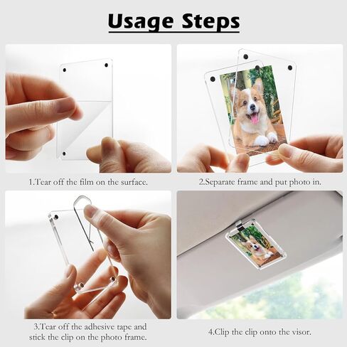Gifts for Boyfriend Husband - 2 Pack Car Visor Photo Frame, Magnetic Acrylic Picture Holder for Polaroid & Wallet Photos (3.5x2.3), Personalized Valentine's Day Car Decorations in Saudi Arabia