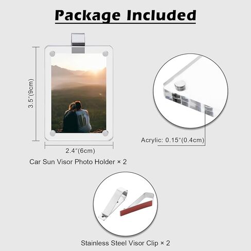 Gifts for Boyfriend Husband - 2 Pack Car Visor Photo Frame, Magnetic Acrylic Picture Holder for Polaroid & Wallet Photos (3.5x2.3), Personalized Valentine's Day Car Decorations in Saudi Arabia