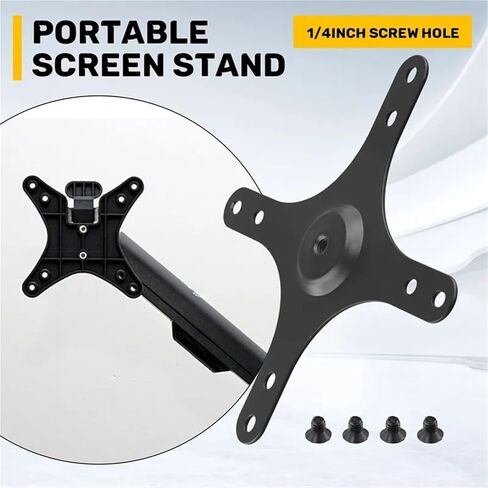 Portable Monitor Mounting Bracket Plate VESA 1/4 Inch Screw Hole to 100X100mm 75X75mm, M4 Screw Set Wall Mount Holder in Saudi Arabia