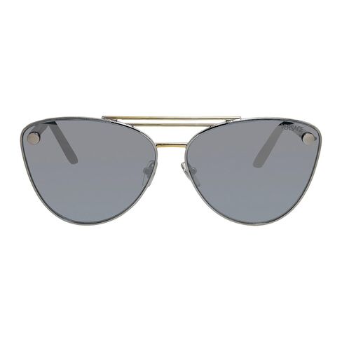 Versace VE 2267 15141U Silver/Gold Metal Cat-Eye Sunglasses Silver Mirror Lens in Saudi Arabia