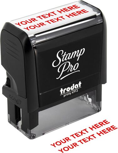 Stamp Pro Self Inking 2 Line Custom Stamp – Personalized Name or Text Stamp for Home, School, Crafts & Business Use – Choose Size, Font Style & Ink Color (Small) in Saudi Arabia