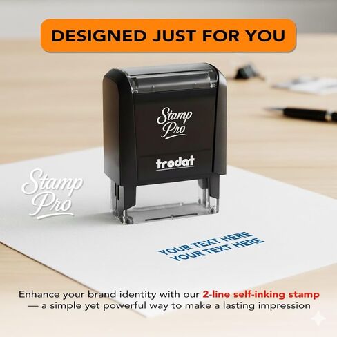 Stamp Pro Self Inking 2 Line Custom Stamp – Personalized Name or Text Stamp for Home, School, Crafts & Business Use – Choose Size, Font Style & Ink Color (Small) in Kuwait