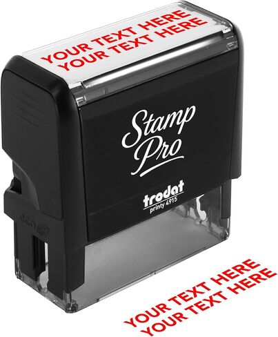 Stamp Pro Self Inking 2 Line Custom Stamp – Personalized Name or Text Stamp for Home, School, Crafts & Business Use – Choose Size, Font Style & Ink Color (Small) in Kuwait