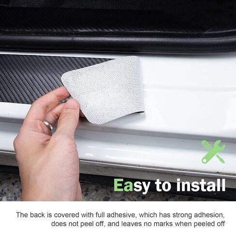 4 PCS American Flag Car Door Sill Protectors, Carbon Fiber Anti-scratch Sill Pad Film, Anti-slip Waterproof Rear Trunk Entry Guard, Self-adhesive Protection Part for Cars SUVs Trucks (Black) in Saudi Arabia