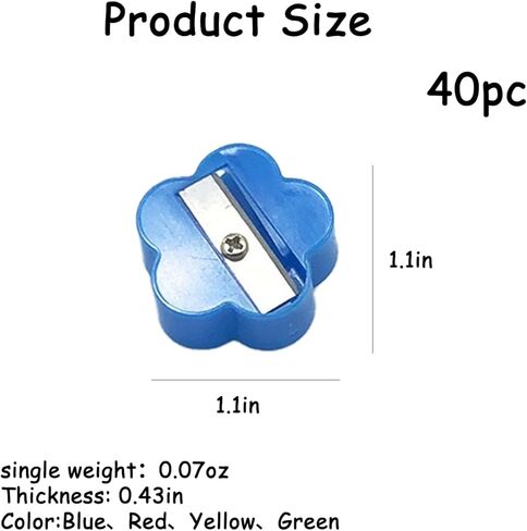 40 Pcs Mini Round Manual Pencil Sharpeners, Portable Pocket Sharpener for Office School Art Supplies, Multicolor Desktop Accessories for Home & Classroom Use in Saudi Arabia