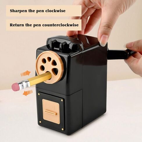 Manual Hand Crank Pencil Sharpener for Color Pencil, 8 Sizes Holesfor 6-12mm Colored Pencil Sharpener, Adjustable Point, Classroom, School, Home, Office(Black) in Kuwait